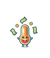 illustration of the thermometer catching money falling from the sky vector