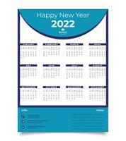 Calendar design template. Wall calendar design 2022 year. vector