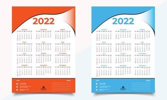 calendar design template. 2022 year Wall calendar design. vector