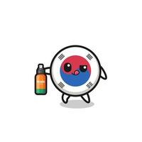 cute south korea flag holding mosquito repellent vector
