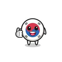 south korea flag mascot doing thumbs up gesture vector