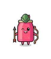 strawberry jam cartoon as medieval archer mascot vector