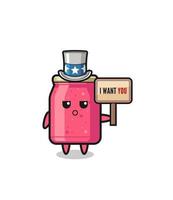 strawberry jam cartoon as uncle Sam holding the banner I want you vector