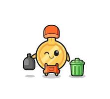 the mascot of cute key as garbage collector vector