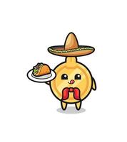 key Mexican chef mascot holding a taco vector