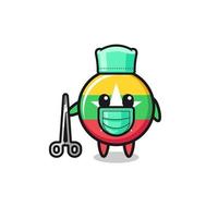 cirujano myanmar bandera mascota personaje vector