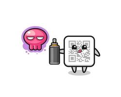 qr code cartoon make a graffiti with a spray paint vector