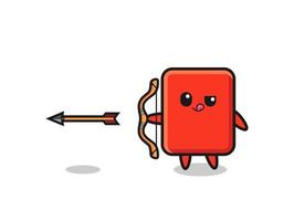 illustration of red card character doing archery vector