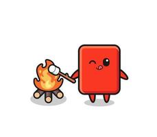 red card character is burning marshmallow vector