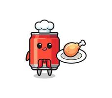 drink can fried chicken chef cartoon character vector