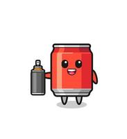 the cute drink can as a graffiti bomber vector