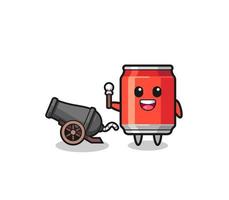 cute drink can shoot using cannon vector