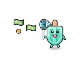 illustration of the popsicles catching flying money vector