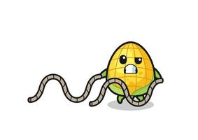 illustration of corn doing battle rope workout vector