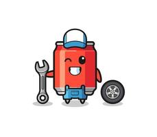 the drink can character as a mechanic mascot vector