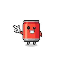 drink can mascot pointing top left vector