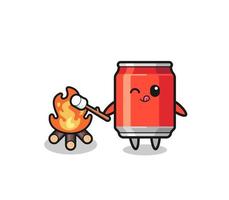 drink can character is burning marshmallow vector