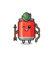 drink can cartoon as medieval archer mascot vector