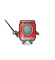 drink can earth cartoon as fencer mascot vector