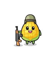 cute corn mascot as a soldier vector