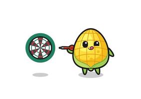 cute corn is playing dart vector