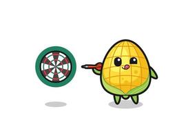 cute corn is playing dart vector