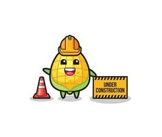 illustration of corn with under construction banner vector