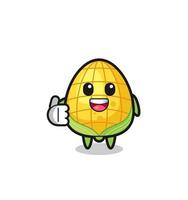 corn mascot doing thumbs up gesture vector