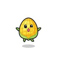 corn character is jumping gesture vector