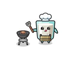 milk barbeque chef with a grill vector