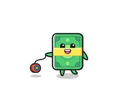 cartoon of cute money playing a yoyo vector