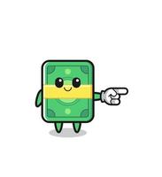 money mascot with pointing right gesture vector