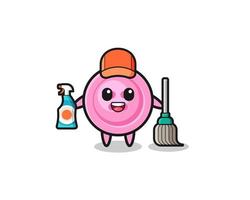 cute clothing button character as cleaning services mascot vector