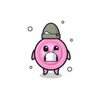 cute cartoon clothing button with shivering expression vector