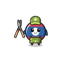 cute laos flag as gardener mascot vector