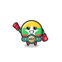 myanmar flag boxer mascot character vector