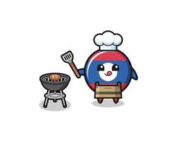 laos flag barbeque chef with a grill vector