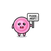 cute clothing button hold the please help banner vector