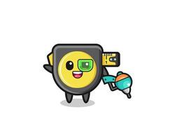 tape measure cartoon as future warrior mascot vector