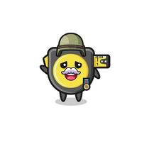 cute tape measure as veteran cartoon vector