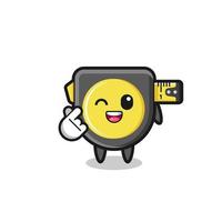 tape measure character doing Korean finger heart vector