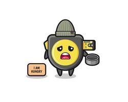 cute tape measure beggar cartoon character vector