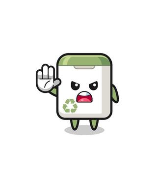 trash can character doing stop gesture vector