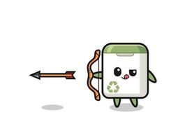 illustration of trash can character doing archery vector