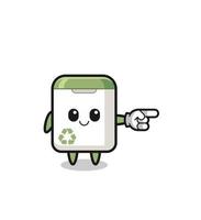 trash can mascot with pointing right gesture vector