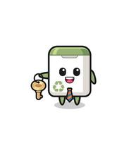 cute trash can as a real estate agent mascot vector