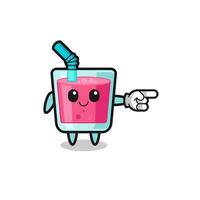 strawberry juice mascot with pointing right gesture vector