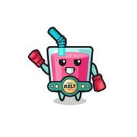 personaje de la mascota del boxeador de jugo de fresa vector