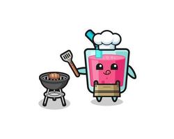 strawberry juice barbeque chef with a grill vector