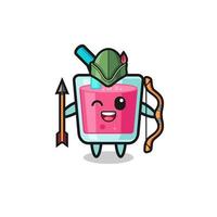 strawberry juice cartoon as medieval archer mascot vector